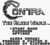 Contra title screen for GameBoy